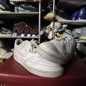 🔥 Nike Men's Size 11.5 Court Vision Low White Low-Top Leather Sneakers